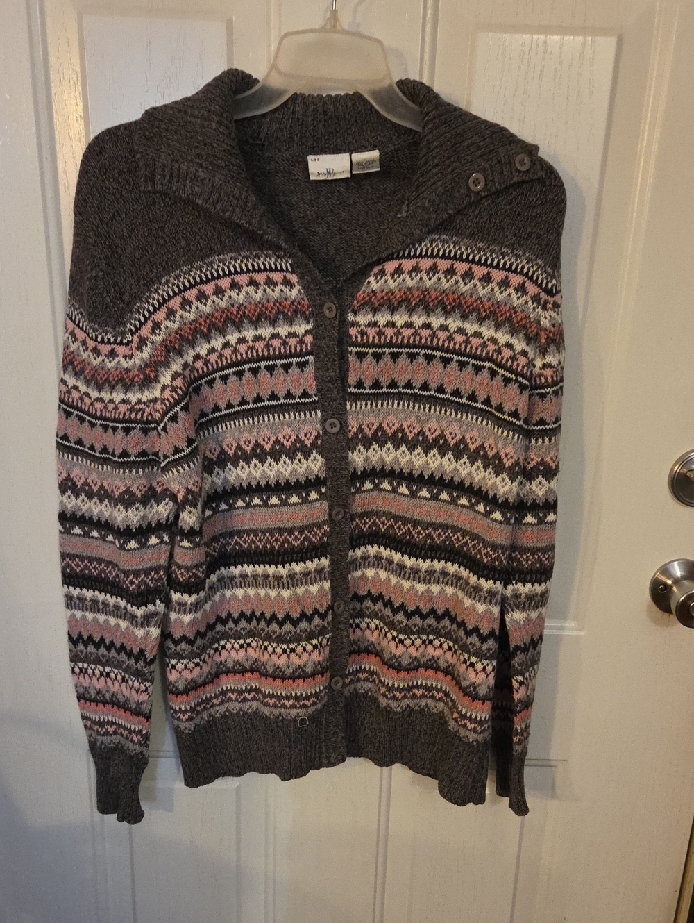 Jenny Buchanan Women's Gray Patterned Button-Up  Cardigan Size XL